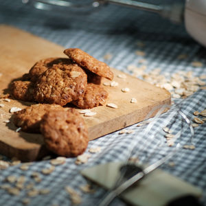 Close-up of cookies on table