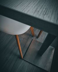 High angle view of wooden table