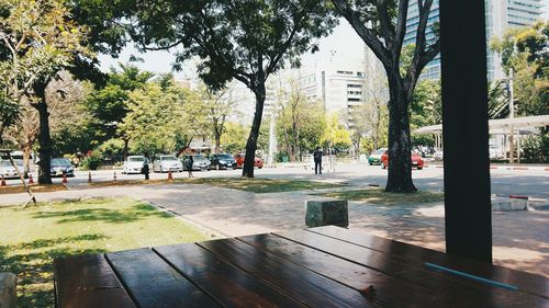 View of footpath in city