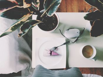 Close-up of food and drink on table