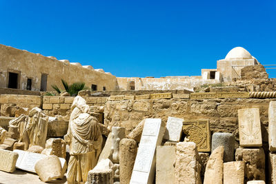 View of old ruins against clear sky