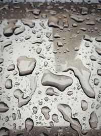 Full frame shot of raindrops on metal