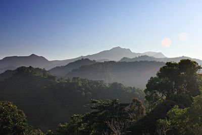 Scenic view of mountains against clear sky