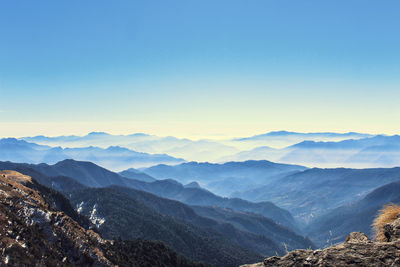 Scenic view of mountains against clear sky