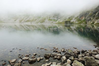 Scenic view of lake against sky