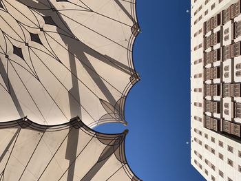 Low angle view of buildings against clear sky