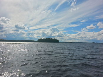 Scenic view of sea against cloudy sky