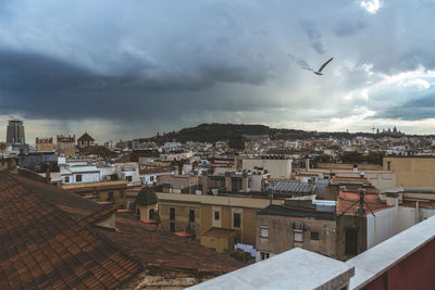 High angle view of townscape against sky