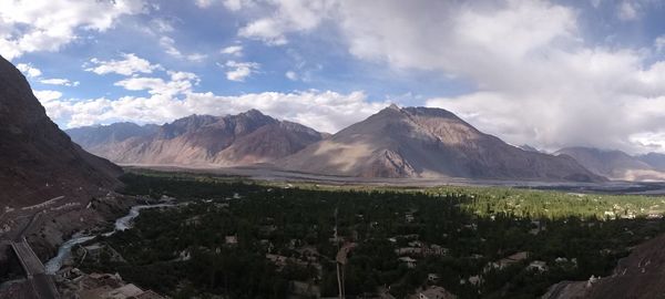 Panoramic view of mountains against sky