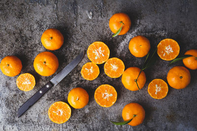 High angle view of orange fruits