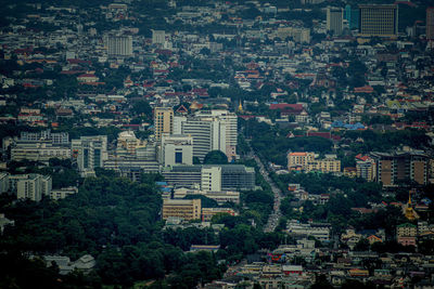 High angle view of buildings in city