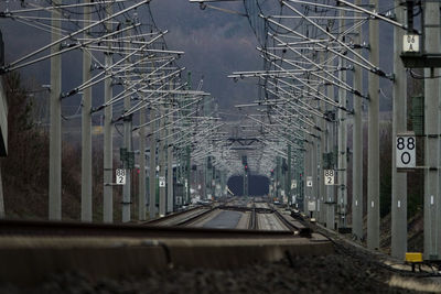 Railroad tracks in city