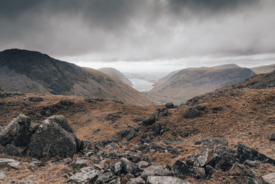 Scenic view of mountains against sky