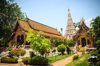 Exterior of temple building against sky