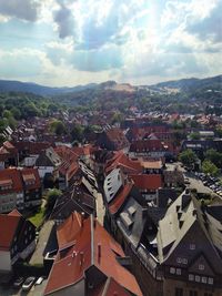 High angle shot of townscape