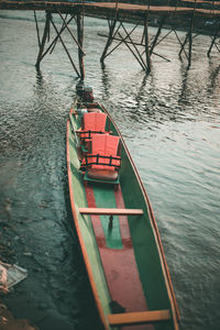 High angle view of pier in lake