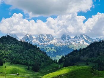 Scenic view of mountains against sky