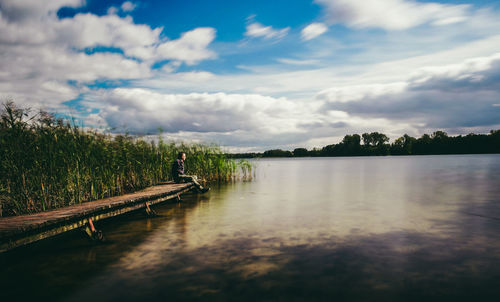 Scenic view of lake against sky