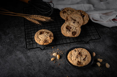 High angle view of cookies