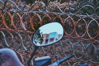 Close-up of side view mirror