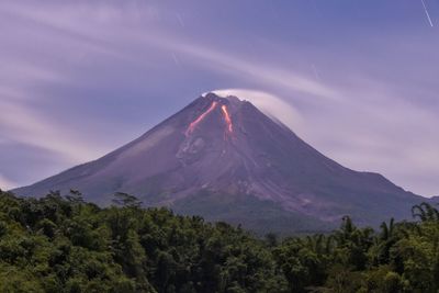 Scenic view of volcanic mountain against sky