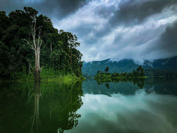 Scenic view of lake against sky