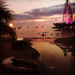 Scenic view of sea against sky at sunset