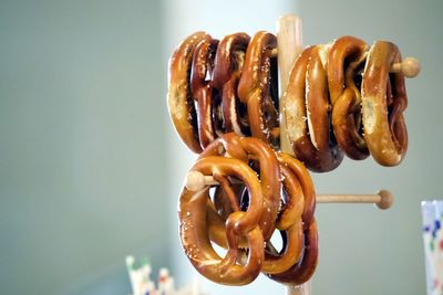 Close-up of pretzels