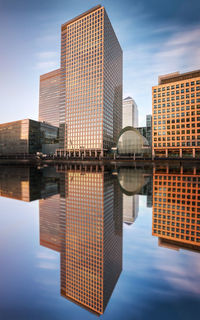 Reflection of buildings in lake