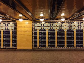 Interior of illuminated underground walkway