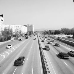 Traffic on road in city