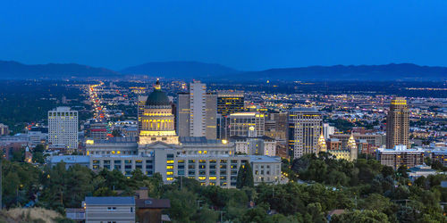 High angle view of buildings in city