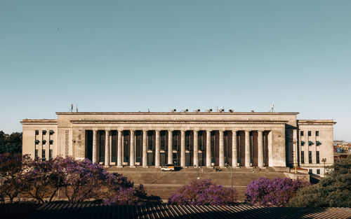 Low angle view of historical building against clear sky