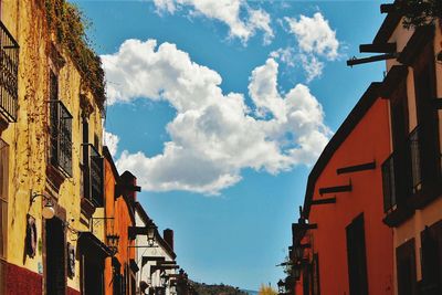 Low angle view of buildings against sky