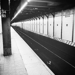 Empty railroad station platform