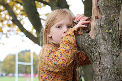 Portrait of cute girl in park