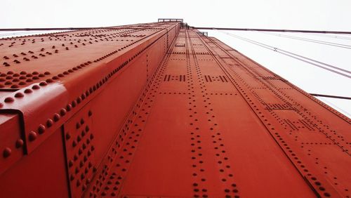 Low angle view of golden gate bridge against clear sky