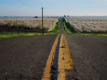 Surface level of road along countryside landscape