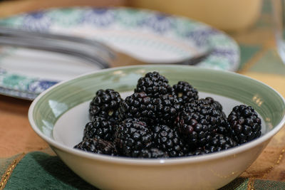 Close-up of fruits in bowl on table