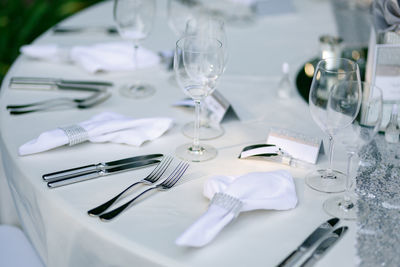 Place setting on table