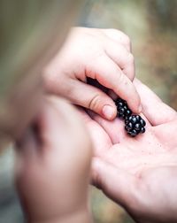 Close-up of hand holding fruit