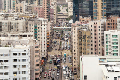 High angle view of buildings in city