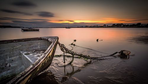 Scenic view of sea at sunset