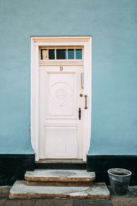 Open door of building