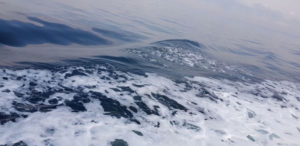 Scenic view of sea against sky during winter