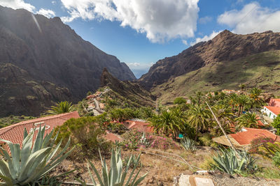 Panoramic view of mountains against sky