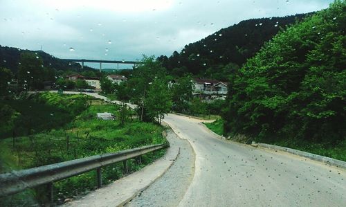 Road by trees against sky