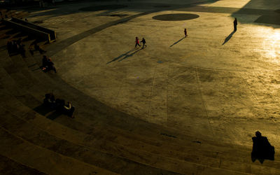 High angle view of people playing soccer