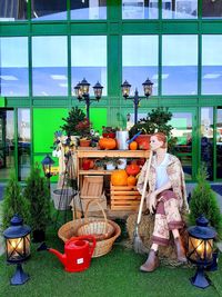 High angle view of potted plants on table