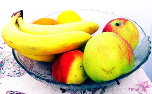 High angle view of apples on table